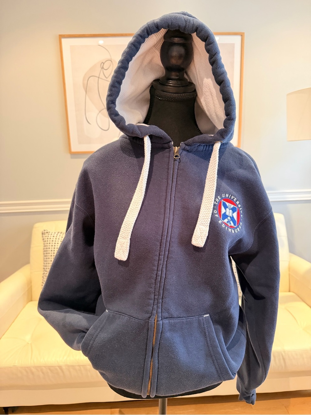 University of Edinburgh Navy Zip-Up Hooded Jacket with Logo Patch